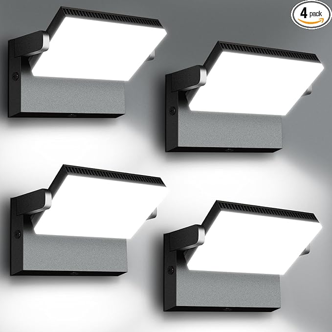 ledmo 150W LED 360° Rotatable Flood Lights, Outdoor Adjustable Head Exterior Lighting Fixture, 5000K Waterporof Commercial Security Wall Pack for Yard, Garage, Barn, House, 4 Pack