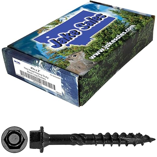 Jake Sales #14 X 2 Heavy Duty Black Timber/Log/Landscaping Wood Screws - Exterior Coated Heavy Duty Screws. 9 x 5 Pound Boxes - ~2,106 Screws
