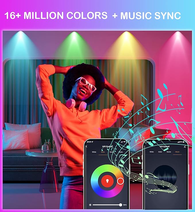 CLOUDY BAY 4 inch Eyeball Smart LED Recessed Light,Color Changing Recessed Lighting,Compatible with Alexa and Google Home Assistant,4 Pack