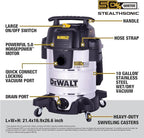 DEWALT 10 Gallon STEALTHSONIC Wet and Dry Shop Vacuum, Ultra Quiet Heavy Duty With Attachments, Powerful Outdoor Vac for Car, Garage, Workshop, Jobsite, Patio, DXV10S-QT, 5 Peak HP