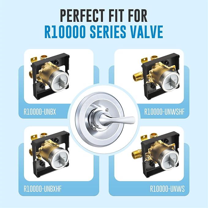 Replacement for Delta Classic 13 Series Single-Function Trim Kit, T13020 Chrome Shower Handle, Fit Delta Shower Valve R10000 Series (2 Style of Cartridge Included)