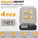 KOOTANS 4pcs Heavy Duty 1/2 NPT Male Thread to 1/4 NPT Female Thread Brass Reducer Hex Bushing Brass Fitting Pipe Hose Tube Adapter Convert