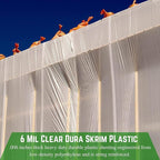 Farm Plastic Supply - Dura Skrim String Reinforced Clear Plastic Sheeting - 6 Mil - (16' x 100') - Reinforced Poly Film Tear Resistant, Weatherproof, Vapor Barrier Polyethylene Roll for Construction