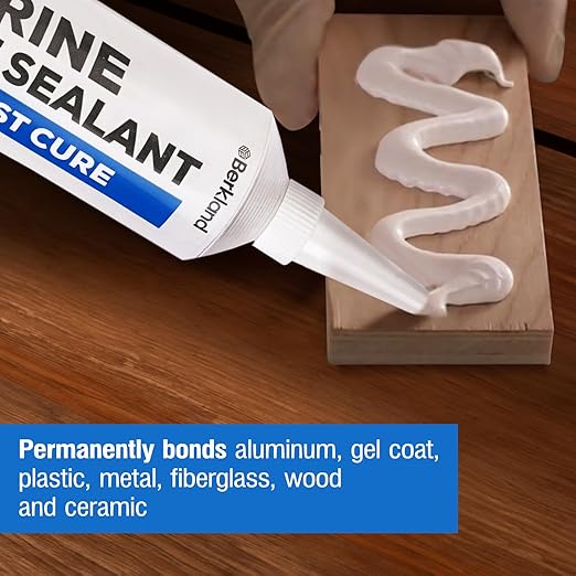 3 oz Marine Adhesive Sealant 5200 Fast Cure (White) - Permanent, Watertight Bonding and Sealing - UV Resistant, Above & Below Waterline - Compare to 05203 and 06520 FC M - by Berkland