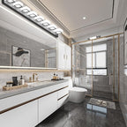 Ralbay 52inch Black Vanity Lights Fixtures 8 Lights LED Modern LED Acrylic Matte Black Vanity Lights Modern Black Bathroom Wall Lighting Over Mirror