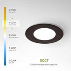 ASD 6 Pack 3 Inch LED Recessed Light 6W, 5 CCT 2700K-5000K CRI90+, IC Rated Ultra Thin Dimmable Ceiling Lights with J Box, Canless Wafer Downlight, Round Slim Panel Lighting, UL Energy Star, Black