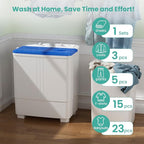 Auertech 20 Lbs Portable Washing Machine, Portable Washer for Apartment with 12 Lbs Washer, 8 Lbs Spinner, Mini Compact Top Load Washing Machine for RV Dorm