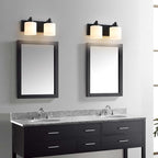 Milk Glass Vanity Lights for Bathroom, 2 Light Matte Black Bathroom Light Fixtures Over Mirror, Ceramic E26 Sockets Wall Mounted