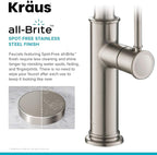 KRAUS Sellette Commercial Style Pull-Down Kitchen Faucet and Deck Plate in Spot Free Stainless Steel, KPF-1683SFS