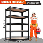 71"H Garage Shelving-5 Tier Storage Shelves,Adjustable Heavy Duty Metal Shelving Unit and Storage Large Rack,Utility Steel Shelf For Warehouse Industrial Pantry Basement Organizers 71"x32"x14"