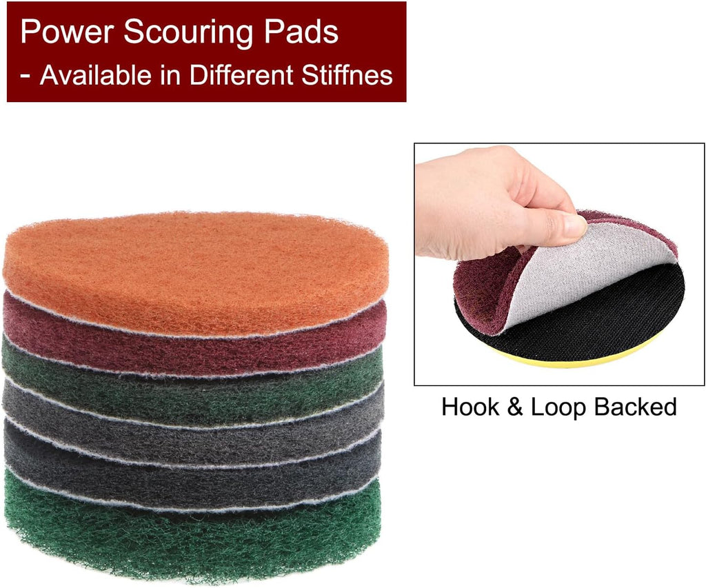 HARFINGTON 15pcs Drill Power Brush 5 inch Tile Scrubber Scouring Pads 1500 Grit for Bathroom Kitchen Household Cleaning