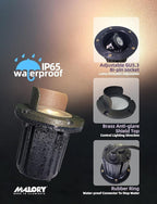 MALORY Brass Top Cover Landscape Well Lights,(6''H) 12V Low Voltage Outdoor In Ground Lights,Anti-Glare Landscape Lighting with 5W 450LM MR16 for Pathway, Driveway (Shield Top, 1-Pack with Bulb)