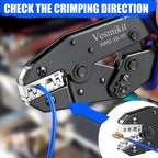 Crimping Tool for Non-Insulated Open Barrel Terminals-AWG 20-10 Ratchet Wire Crimper Tool-Wire Terminal Crimper-For Molex Female Male Spades Bullet
