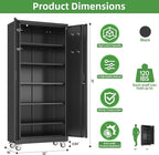 Metal Storage Cabinet with Wheels and Pegboard,71" H x 32" W x 16" D Garage Storage Cabinet with 2 Doors and 5 Adjustable Shelves for Garage, Home, Warehouse, Closet, Assembly Required, Black