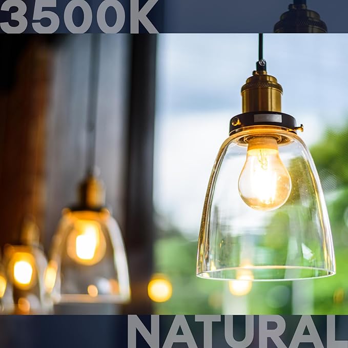 LUXRITE Vintage A19 LED Light Bulbs 60W Equivalent, 3500K Natural White Dimmable, 800 Lumens, Standard LED Edison Bulb 8W, UL Listed, E26 Base (6 Pack)