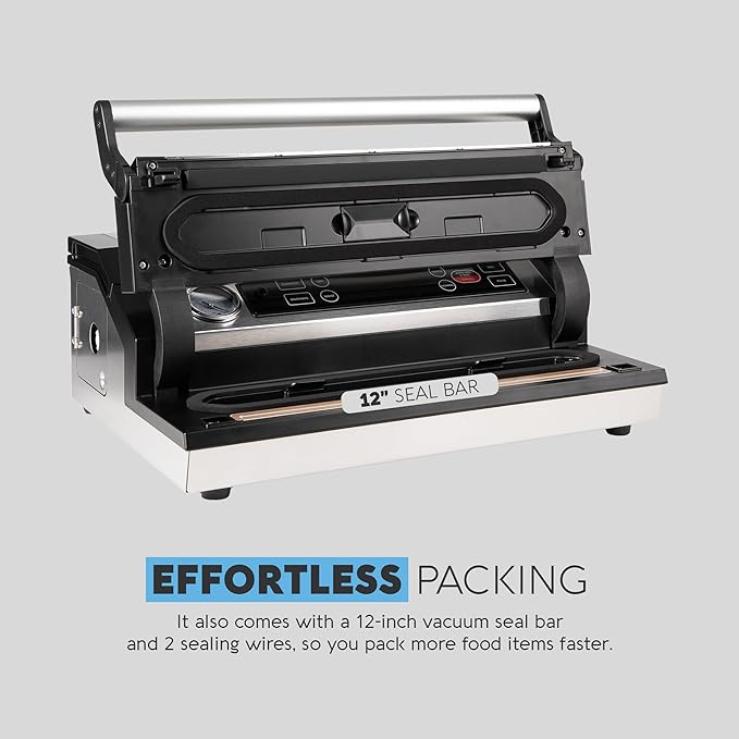 Avid Armor Vacuum Sealer A420 – 12" Wide Seal Bar for Wider Bags, Fits 50 ft Rolls, Seals Multiple Quart Bags, Food Saver for Kitchen Storage, Sous Vide, Marinating