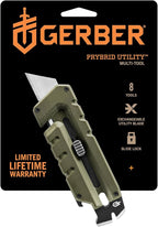 Gerber Gear Prybrid Utility Knife with Pry Bar, EDC Multi-Tool Pocket Razor Knife with Retractable Blade, Green
