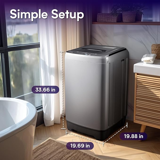 Portable Clothes Washing Machines 17.8LBS Full Automatic Washer and Spinner Combo with 10 Programs and 8 Water Levels, Compact Laundry Wash Machine for Apartment RV Dorm Home, Grey