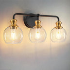 Black and Gold 3-Light Bathroom Vanity Fixture with Clear Glass Shades Modern Wall Lamp Suitable for Bathrooms, Dressing Rooms