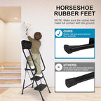 Valeo 3 Step Ladder with Handrails,500 Lbs Capacity,Folding Step Stool Ladder with Attachable Tool Bag,Lightweight & Storage Step Ladder 3 Step Folding,Multi-use for Home,Kitchen,Office,Black