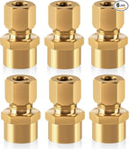 Brass compression tube pipe fitting connector Straight Coupling Adapter 1/4" Tube OD x 1/4" NPT Female Connector 6pcs (1/4od to 1/4npt)