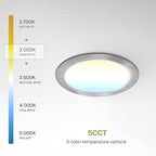 ASD 6 Pack LED Recessed Lighting 6 Inch 15W, 5 CCT 2700K-5000K CRI90+, IC Rated Ultra Thin Dimmable Ceiling Lights with J Box, Canless Wafer Downlight, Round Slim Panel Light, UL Energy Star, Nickel