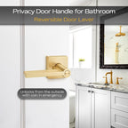 EHOMEWARE 4 Pack Privacy Door Levers, Gold Interior Door Handles for Bedroom or Bathroom, Keyless Heavy Duty Interior Door Knob, Zinc Alloy Modern Door Hardware & Locks