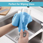 HOMEXCEL Blue Microfiber Cleaning Cloth, 8 Pack Cleaning Towels for Kitchen, Lint Free, Scratch-Free, Highly Absorbent, and Reusable Cleaning Rags for House, Window and Glass, Cars, 11.5 X11.5 inch