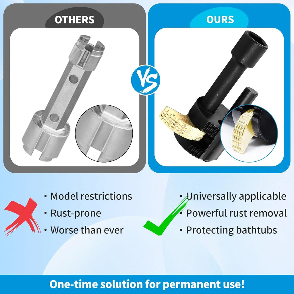 97258 Tub Drain Removal Tool, Multi-Scene Extraction Tool, Golden Extractor for Tub Drain Plumbing Repairs, for Use with 3/8" Drive Ratchet Wrenches, One-Size-Fits-All Design for Many Specifications
