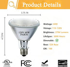 Par30 Long Neck Halogen Flood Light Bulbs 60W 120V 2700K Warm White Dimmable High Brightness, E26 Base, Great for Accent Lighting, Tracking, Recessed Bulb 6pcs