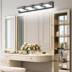 Ralbay 30inch Black Vanity Light for Bathroom with 5 Color Temperatures (3000K-6000K) Dimmable Metal Acrylic Modern LED Matte Black Bathroom Light Fixtures (4-Light)