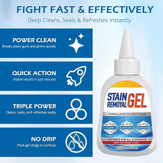 Mold Stain Remover Gel,Heavy Duty Gel Cleaner,Multifunctional Stain Remover For Homeowners & Renters,Bathroom, Kitchen, Tile, Washing Machine Use -Easy Squeeze Design