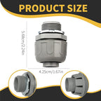 Conduit Connectors, 3/4 Inch Liquid Tight Connector NPT Non-Metallic for PVC Electrical Flexible Conduit Fittings, 180 Degree Straight, UL Listed for Home Outdoor Tubes Tools, Grey (150-Pack)