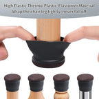 Ezprotekt 8 Pcs Extra Large Chair Leg Protectors with Felt, Silicone Felt Furniture Pads, Floor Protectors for Chair, Bar Stools Leg Protectors Caps, Table Leg Cups Covers (XL Fit: 1.4"-1.65", Black)
