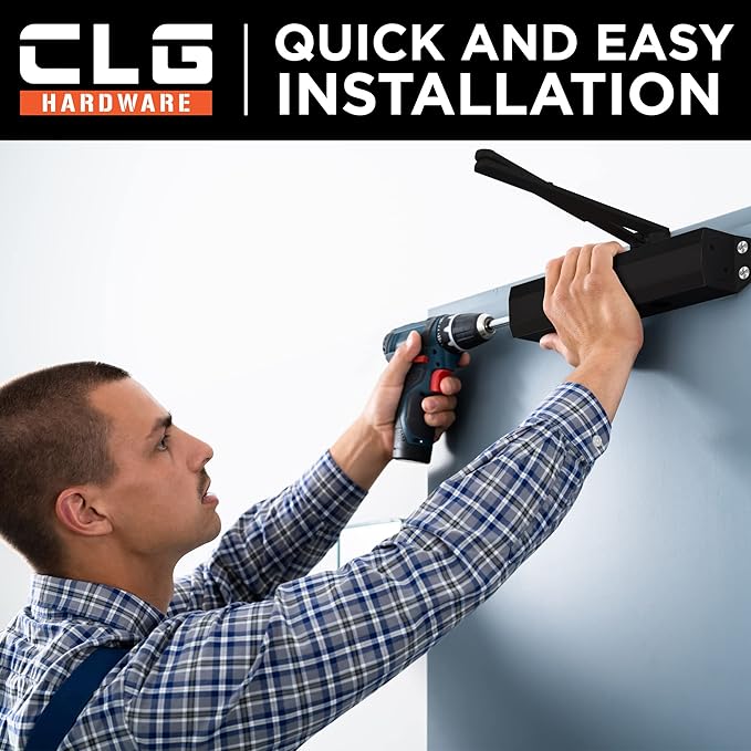 CLG HARDWARE DC6003 Medium Duty Commercial Door Closer - Surface Mounted, Automatic Door Closer, Cast Aluminum,UL 3 Hour Fire Rated, Size 3 for Residential & Light Commercial Doors - US19 Matte Black