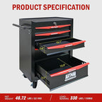 5 Drawers Rolling Tool Box on Wheels, Multifunctional Tool Chest Cabinet with Lock, Drawers Rolling Tool Cart Trolley Organizer Tool Storage Case for Warehouse,Garage,Workshop (Black&Red)