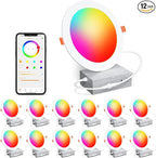 Recessed Lighting 6 Inch RGBCW Color Changing Smart Recessed Ceiling Lights 16W 1350LM LED Downlights Dimmable by Alexa & APP, 2700K-6500K,16 Million Colors - DIY Scenes - Timer - 23 Modes (12 Pack)