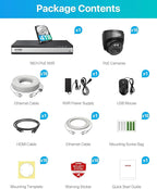 ZOSI C220 16CH 4K 8MP PoE Home Security Camera System, 16 Channel 4K NVR with 4TB HDD for 24/7 Record, 16 x 4MP(1440p) 2.5K QHD Dome IP Cameras Outdoor Indoor, Smart AI Human Detection, Two-Way Audio