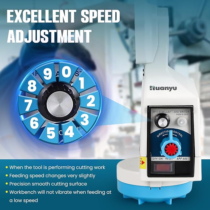 Huanyu APF-500 Power Feed X-Axis for Milling Machine 650IN-LB Torque 0-210RPM Auto Power Table Feed Driller Drilling Tool Feeder 110V