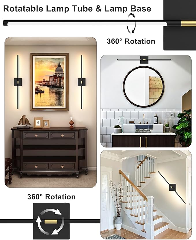 iThird Battery Operated Wall Sconce Set of 2: Rechargeable Wall Lights Wireless Sconces with Touch and Remote, 360° Rotate Magnetic Wall Scone Lighting Decor for Bedroom Living Room Hallway, 31.7Inch