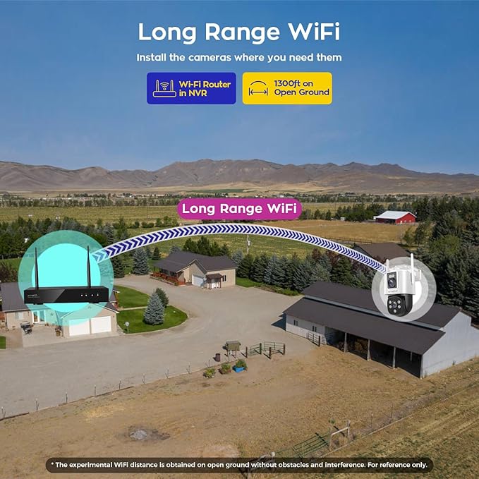 [2-in-1 CAM] XMARTO 16CH Security Camera System Outdoor Wireless, 10pcs 2-in-1 Cameras, 16CH 4K Long Range WiFi 6 Surveillance DVR NVR Kit, Pan Tilt Zoom 4MP QHD Home CCTV Camera Set w. 1TB Hard Disk