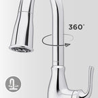 Pfister Rosslyn Kitchen Faucet with Pull Down Sprayer and Soap Dispenser, Single Handle, High Arc, NSF Certified, Polished Chrome Finish, F5297RSSRC