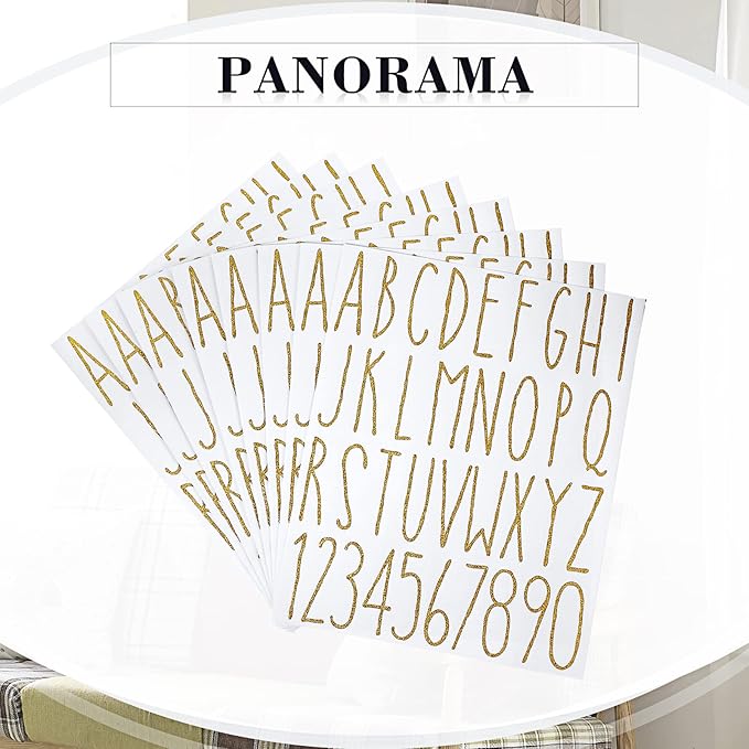 8 Sheets Vinyl Letter Stickers Waterproof Self Adhesive Letter Numbers Alphabet Modern Mailbox Numbers Sticker for Back to School DIY Mailbox House Home Business Address(3 Inch,Gold)