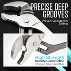 SHALL 4-Piece Groove Joint Pliers Set, 12/10/8/6 Inch Adjustable Water Pump Pliers with Cushion grip, Tongue and Groove Pliers w/Tool Roll Bag for Home Repair, Plumbing, Gripping, Nuts, Bolts