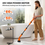 2 Battery Electric Spin Scrubber, 1000RPM Cordless Cleaning Brush Waterproof with 20V Power Supplied, Adjustable Extension Handle, 4 Replaceable Cleaning Heads, Hook, Gloves - for Tub/Tile/Wall/Floor