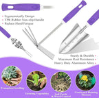 Purple Garden Tool Set Gardening Items for Women - 11PCS Heavy Duty Garden Tools with Detachable Storage Bag, Weeder, Dual-Purpose Hoe