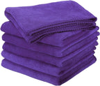 HARFINGTON 6 Pack Microfiber Cleaning Cloth, 20" x 10" Multi-Functional Cleaning Towels Reusable Absorbent Rags for Car Wash Kitchen Household Window Clean, Purple
