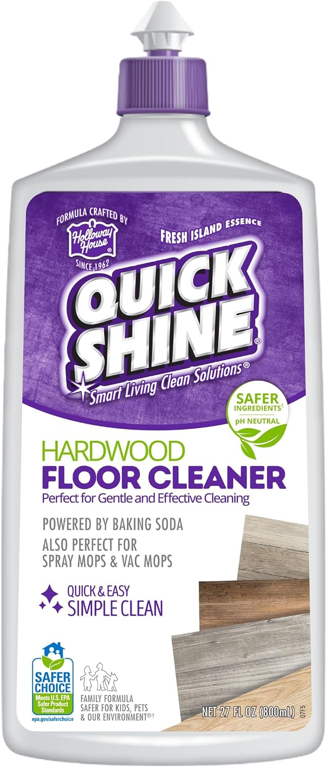 Quick Shine Hardwood Floor Cleaner 27oz| Use in Spray & Vac Mops| Removes Dirt & Scuff Marks| Ready-to-Use, Streak Free, No Rinse| Safer Choice Cleaner| Perfect for Gentle and Effective Cleaning