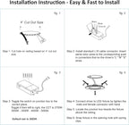 4-inch LED Canless Recessed Slim-Downlight 5 CCT Adjustable Dimmable Recessed Lights Fixture with Junction Box, Ceilling Light with Junction Box, 2700-5000K, 9W, White Square Finish, 6 Pack