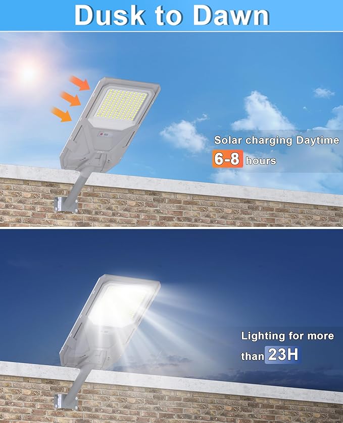 JAYNLT X-7500W Solar Street Lights,6500K Commercial Parking Lot Light Dusk to Dawn Dusk to Dawn,IP68 Waterproof Flood Security Street Lights Motion Sensor for Garage,Road